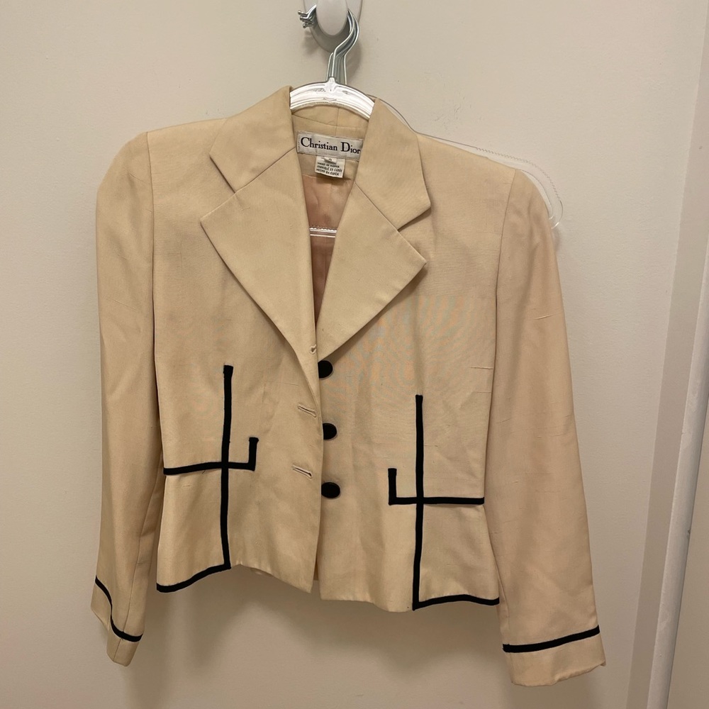 Vintage Christian Dior blazer. Size 2. Cream